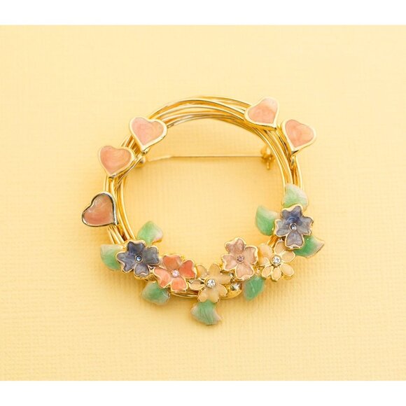 Vintage Gold Tone Floral Brooch i3 - Picture 1 of 2